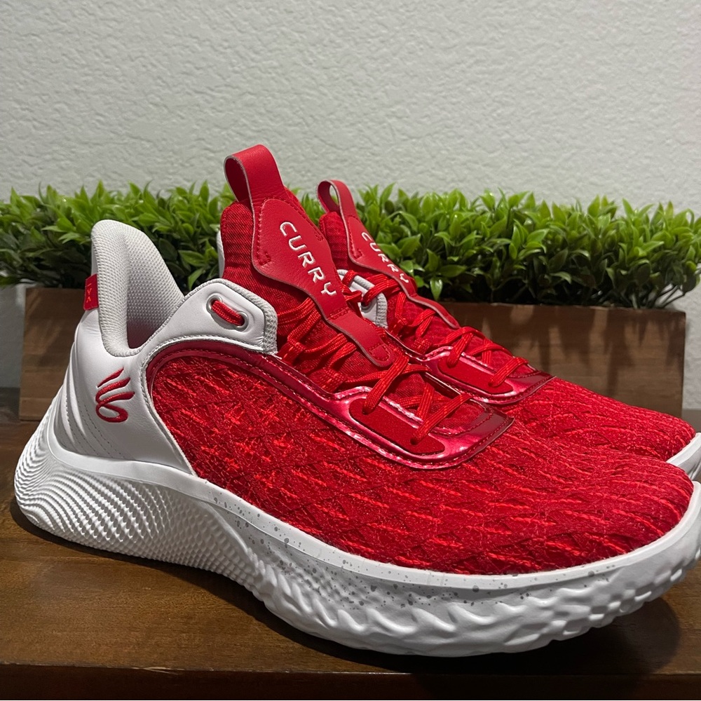 Under Armour UA Team Curry Flow 9 White Red 3025631-100 Men’s Size 13 - Picture 5 of 12